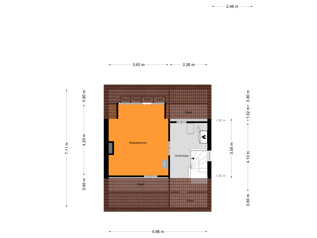 Bekijk plattegrond van Tweede Verdieping van Trompstraat 17