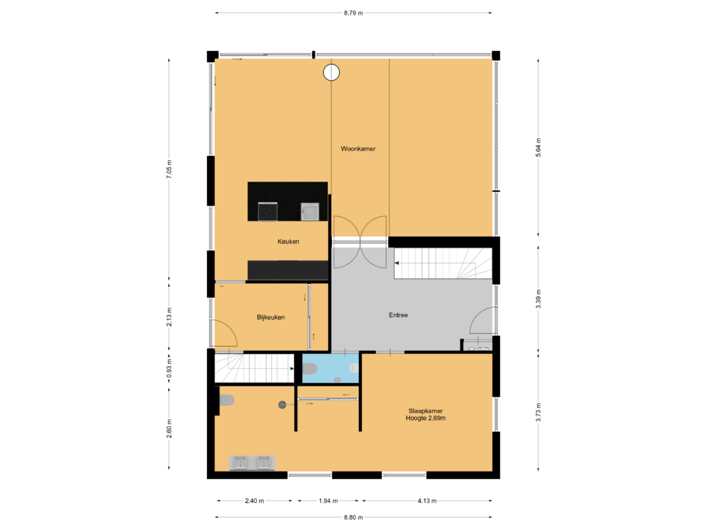 View floorplan of Begane grond of 't Rechtewegje 55