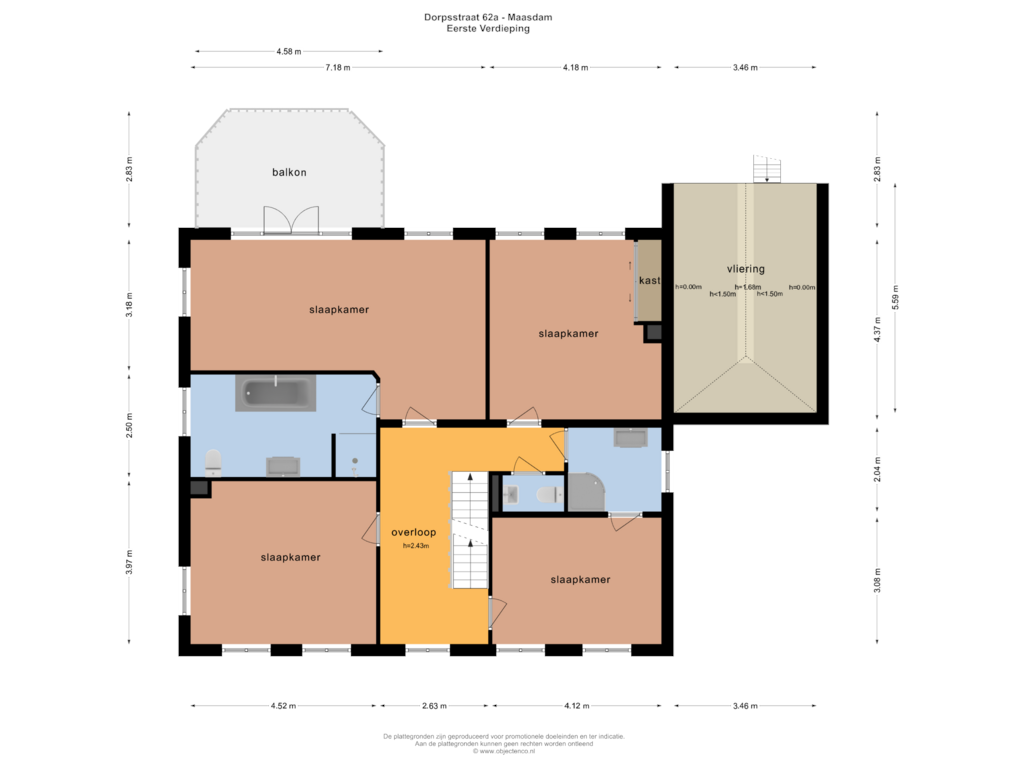 Bekijk plattegrond van EERSTE VERDIEPING van Dorpsstraat 62-A