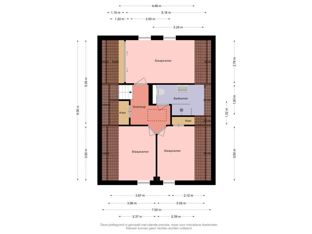 View floorplan of Eerste verdieping of Tsjerkeloane 22