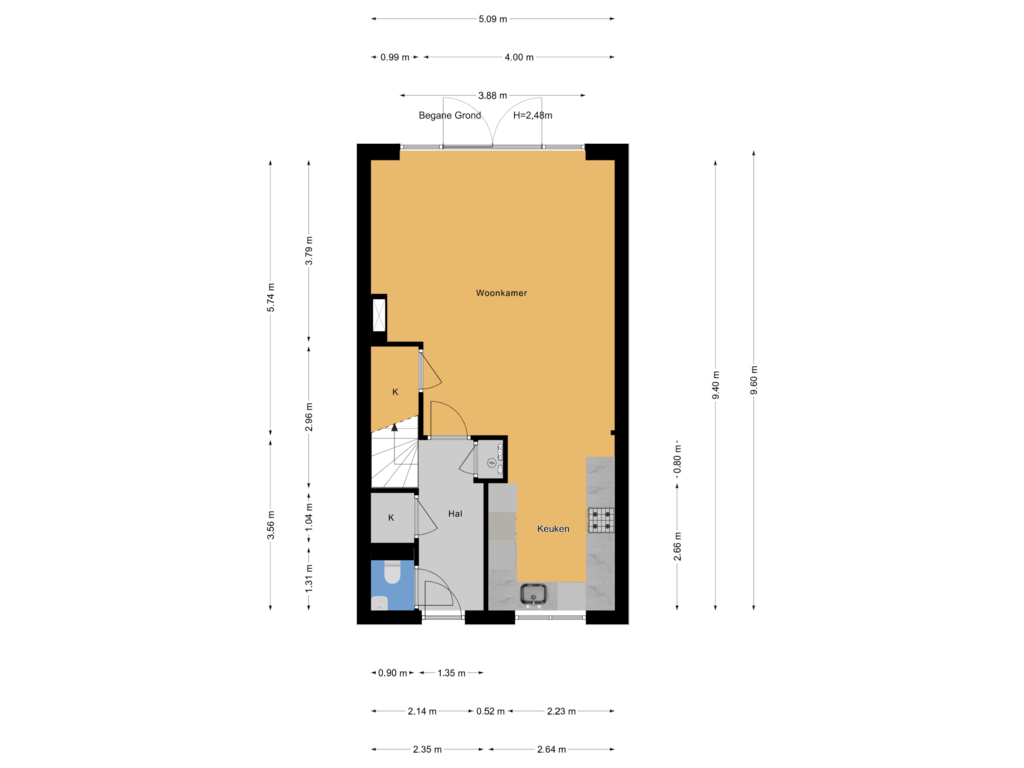 Bekijk plattegrond van Begane Grond van Oyevaerswey 32