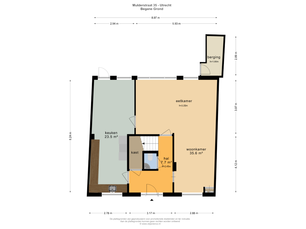 Bekijk plattegrond van Begane Grond van Mulderstraat 35