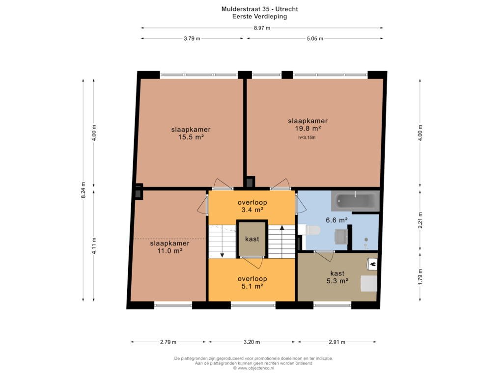 Bekijk plattegrond van Eerste Verdieping van Mulderstraat 35