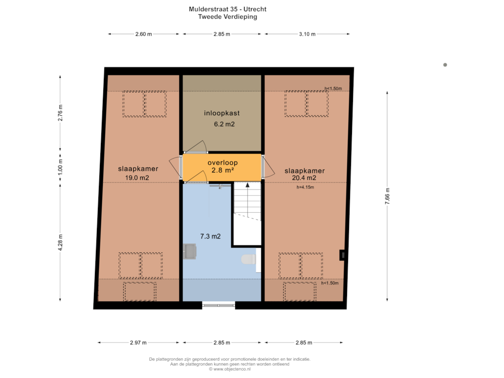 Bekijk plattegrond van Tweede Verdieping van Mulderstraat 35