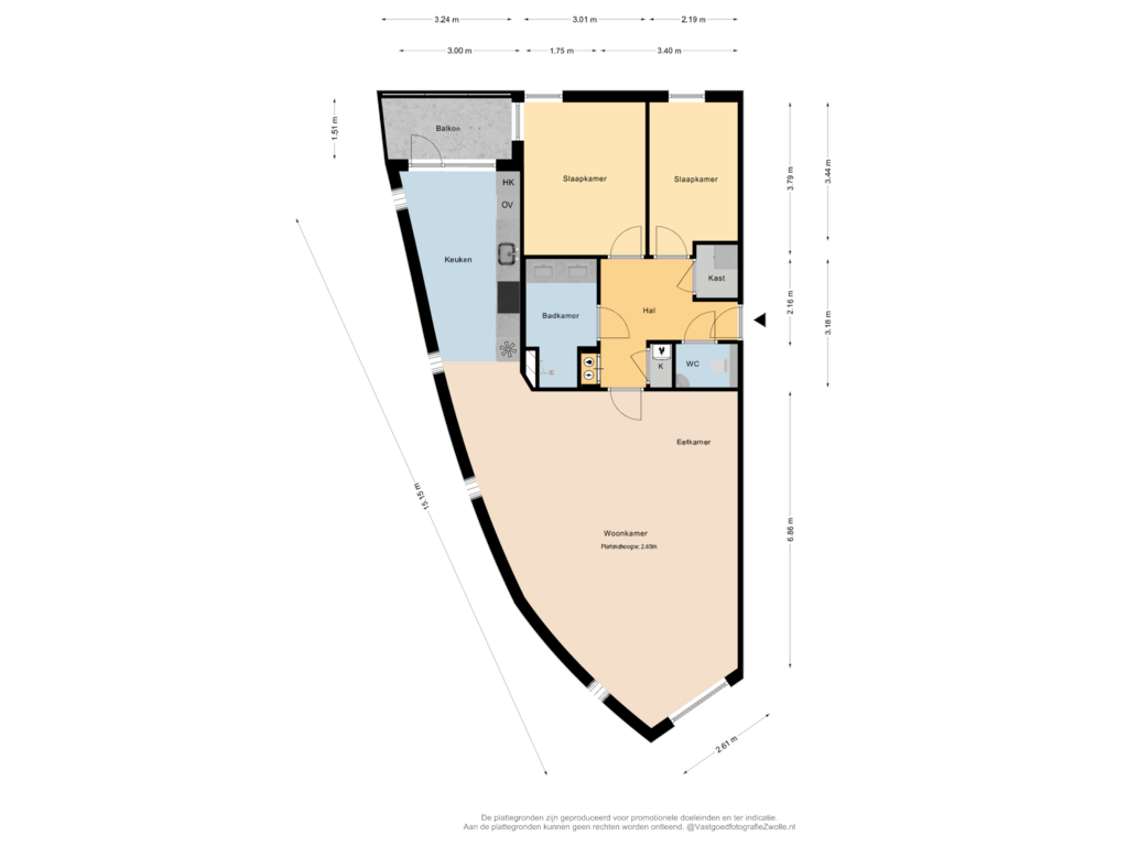 Bekijk plattegrond van Appartement van Maagjesbolwerk 61