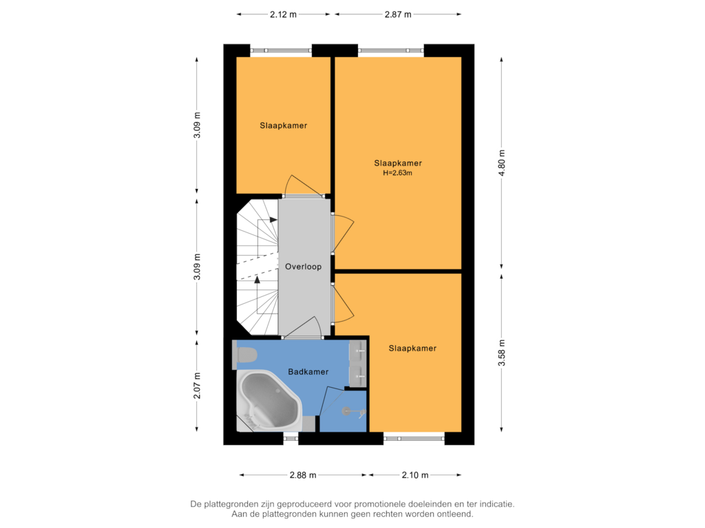 Bekijk plattegrond van 1e verdieping van Neptunusstraat 9