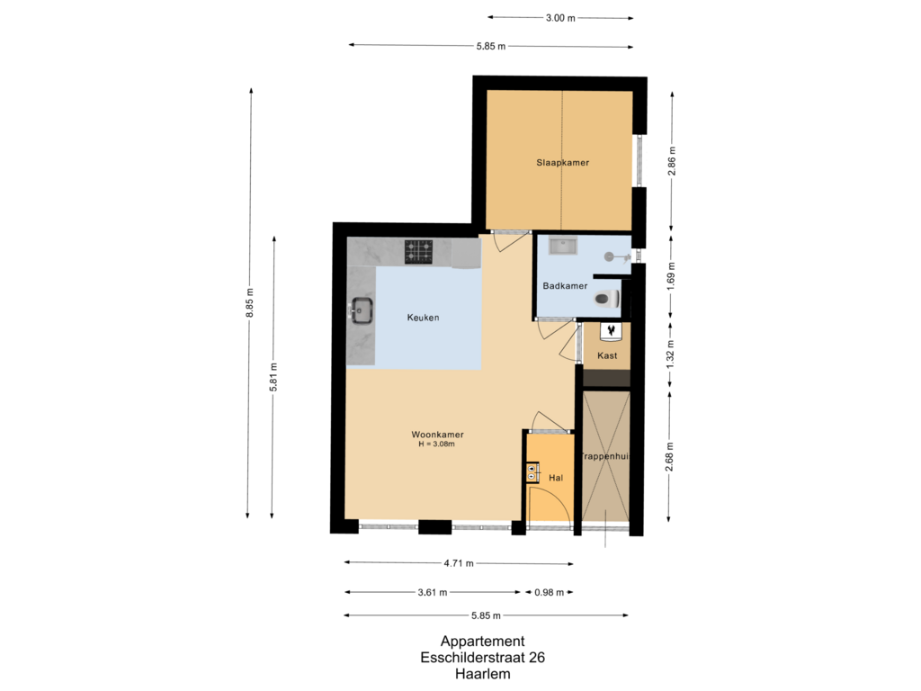 Bekijk plattegrond van Appartement van Esschilderstraat 26