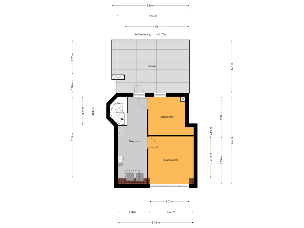 View floorplan of 2e Verdieping of Druivenstraat 31