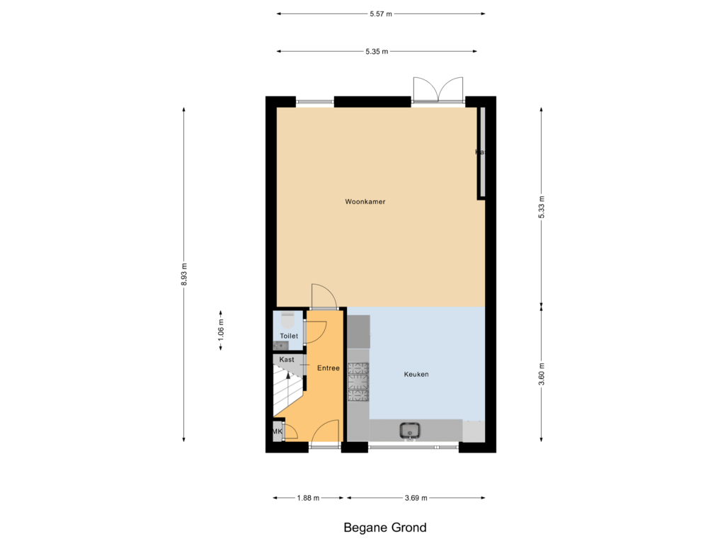 View floorplan of Begane Grond of Kaasjeskruidweg 6