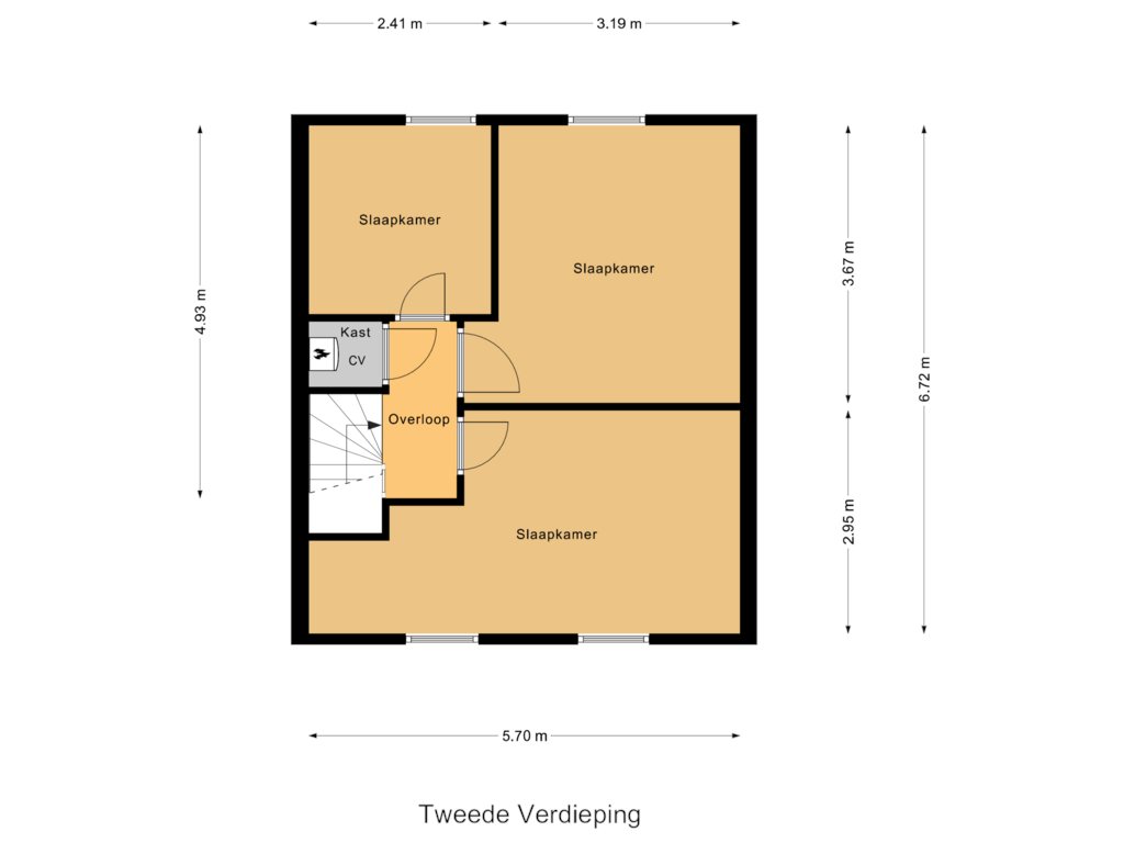 View floorplan of Tweede Verdieping of Kaasjeskruidweg 6