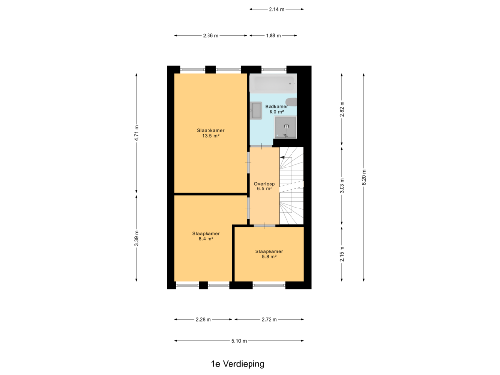 Bekijk plattegrond van 1e Verdieping van Henri Laurenspad 36