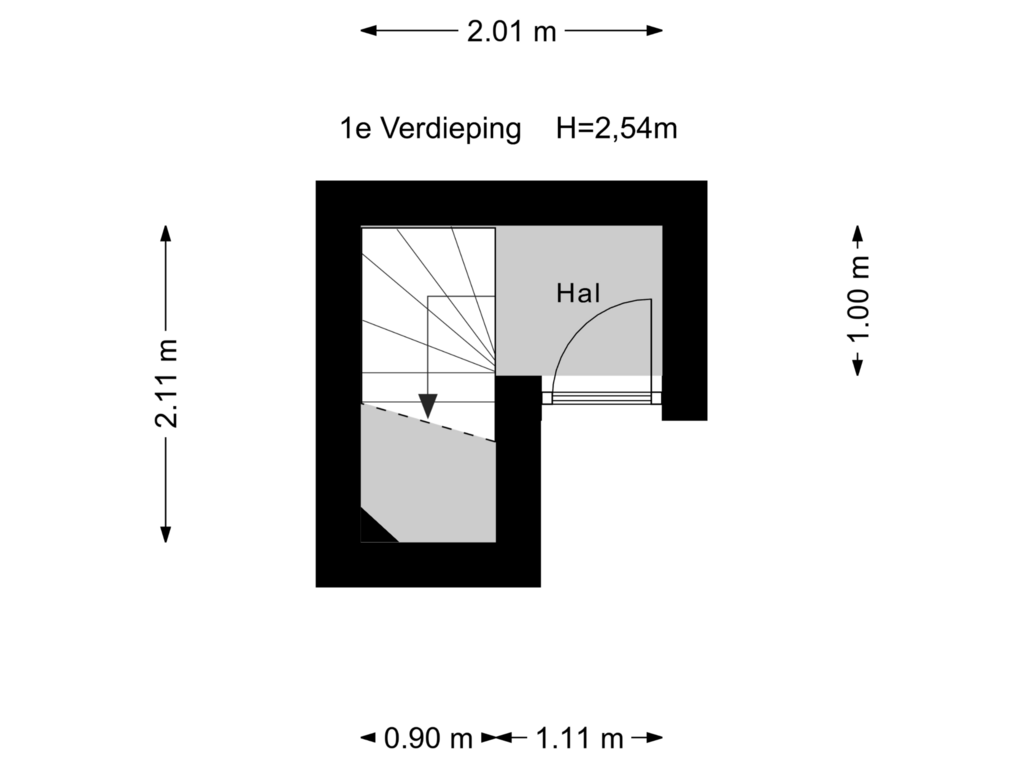 Bekijk plattegrond van 1e Verdieping van Dr Poelsstraat 2-B