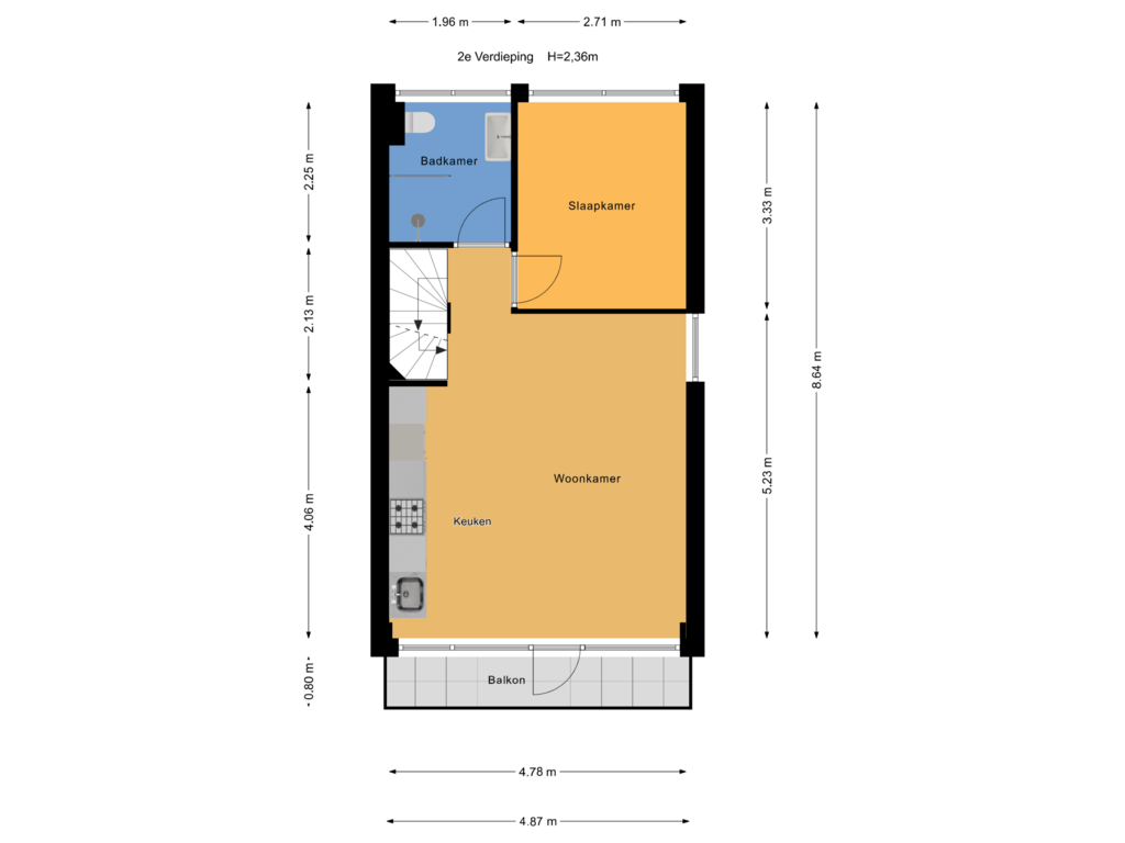 Bekijk plattegrond van 2e Verdieping van Dr Poelsstraat 2-B