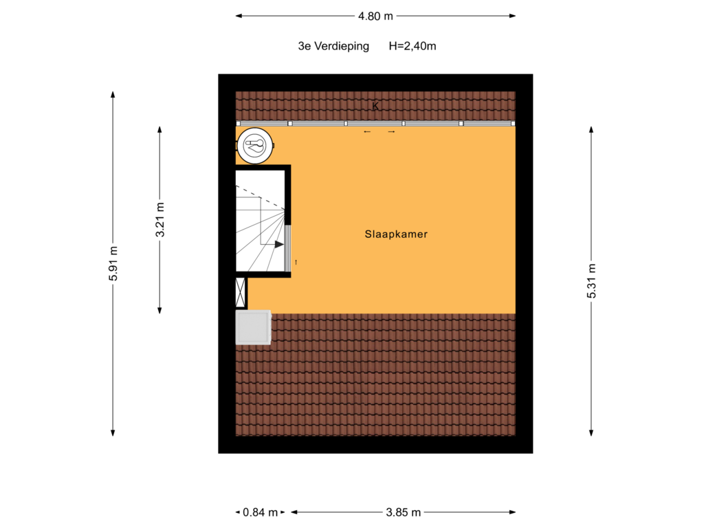 Bekijk plattegrond van 3e Verdieping van Dr Poelsstraat 2-B