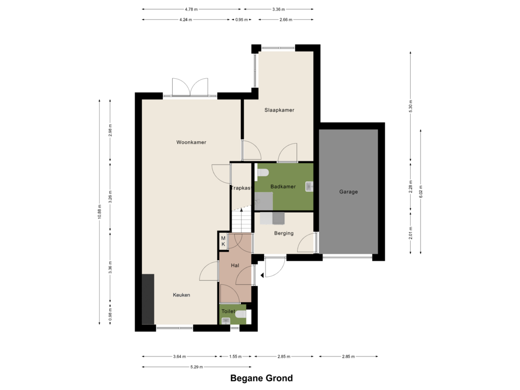 Bekijk plattegrond van Begane Grond van 't Nieuwe Deelgaard type M k13 en k14