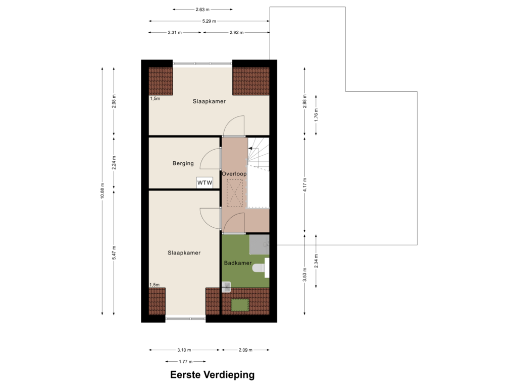 Bekijk plattegrond van Eerste Verdieping van 't Nieuwe Deelgaard type M k13 en k14