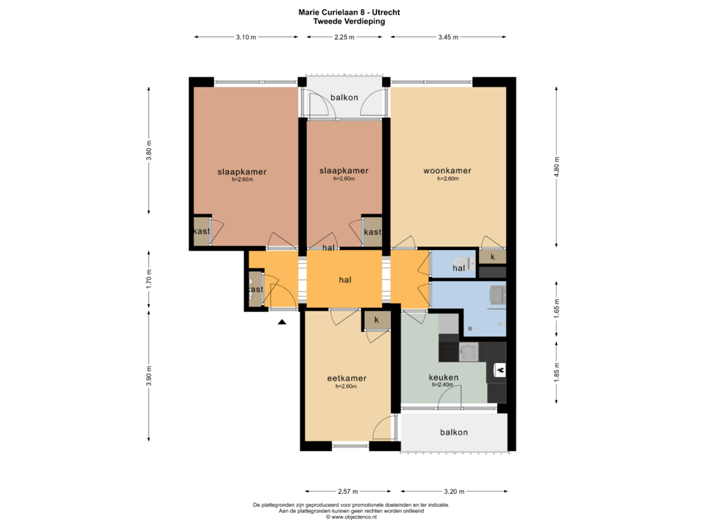 View floorplan of TWEEDE VERDIEPING of Marie Curielaan 8