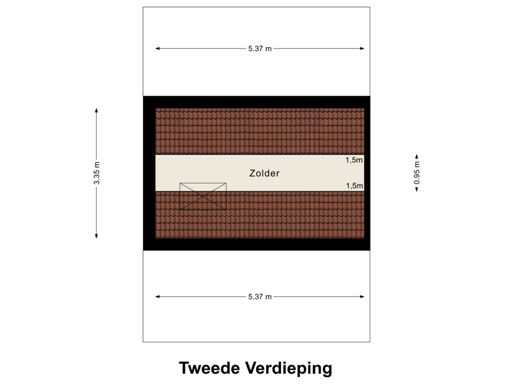 View floorplan of Tweede Verdieping of 't Nieuwe Deelgaard type Q hoek k1 en k4