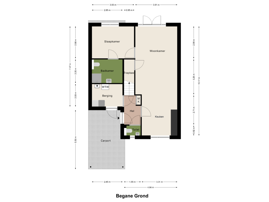 Bekijk plattegrond van Begane Grond van 't Nieuwe Deelgaard type R k10/11/12