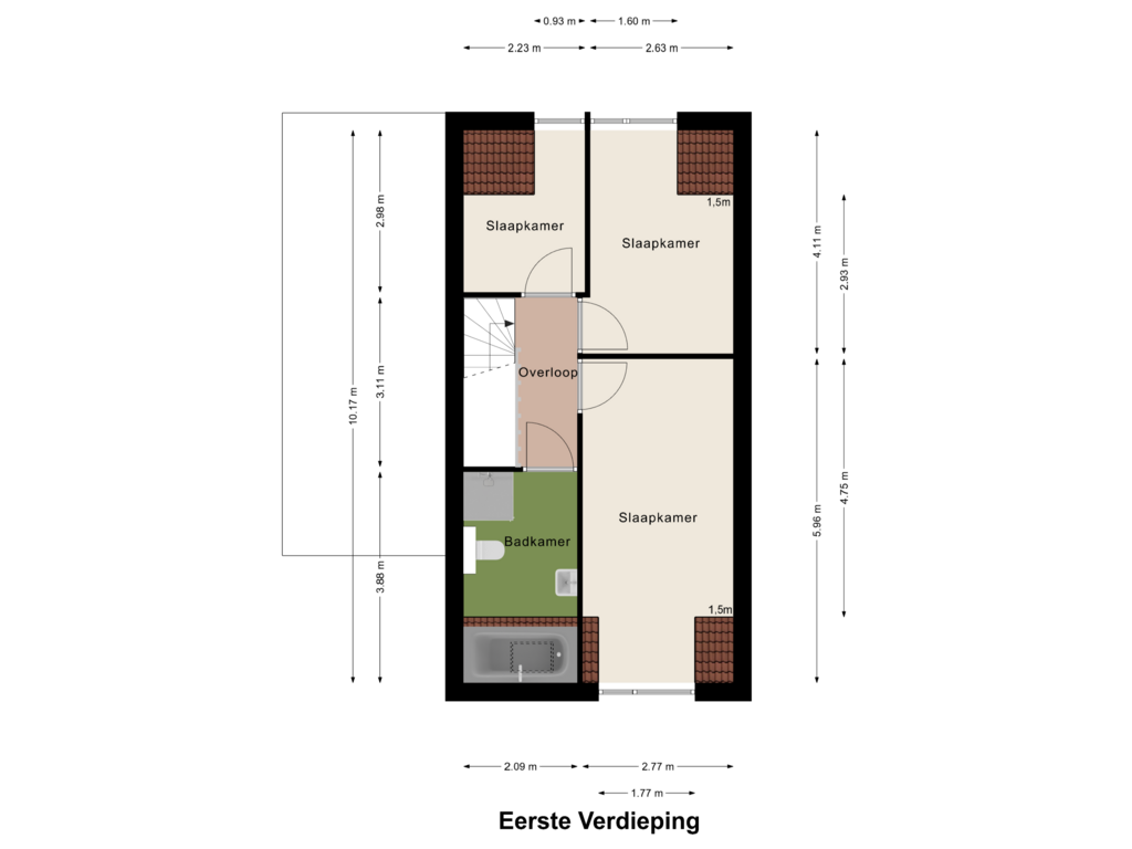 Bekijk plattegrond van Eerste Verdieping van 't Nieuwe Deelgaard type R k10/11/12