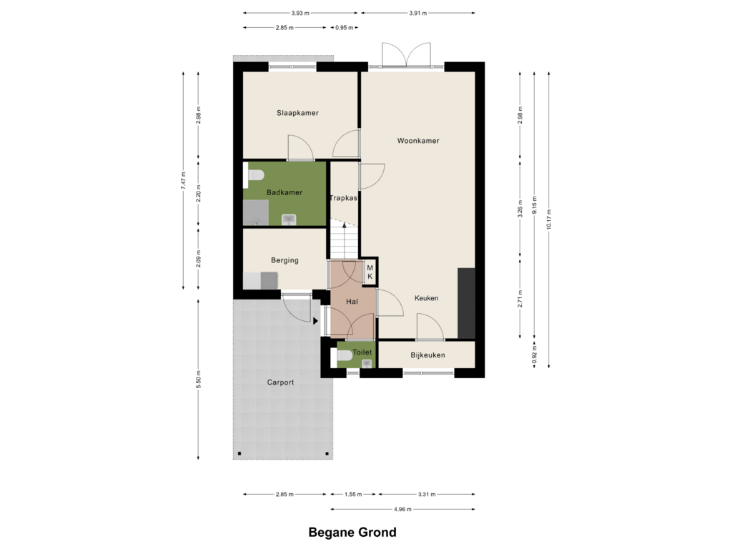 View floorplan of Begane Grond of 't Nieuwe Deelgaard type R2 k6/7/8