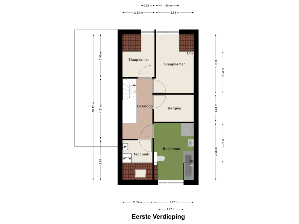 View floorplan of Eerste Verdieping of 't Nieuwe Deelgaard type R2 k6/7/8