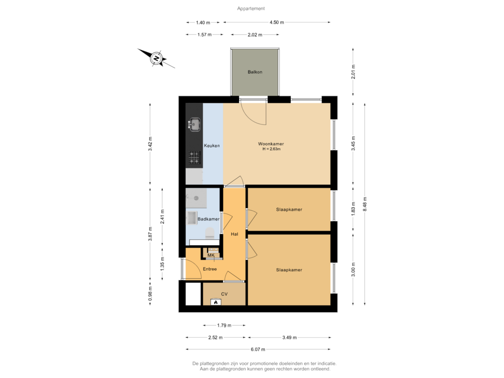 Bekijk plattegrond van Appartement van Borneostraat 51