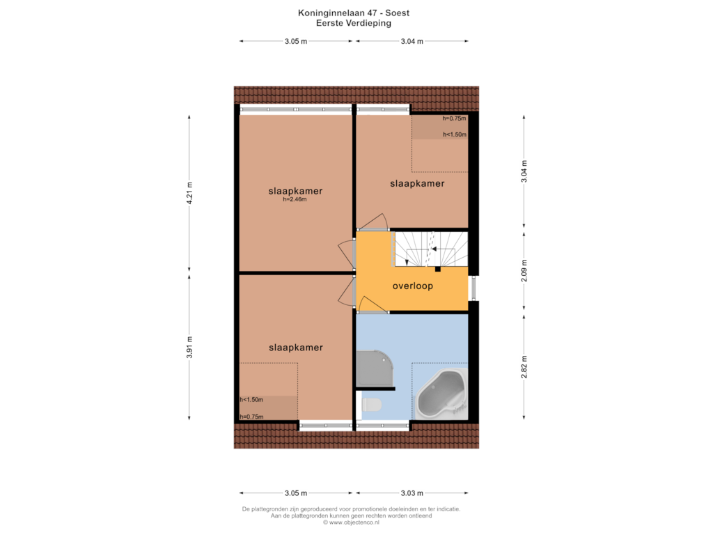 Bekijk plattegrond van EERSTE VERDIEPING van Koninginnelaan 47