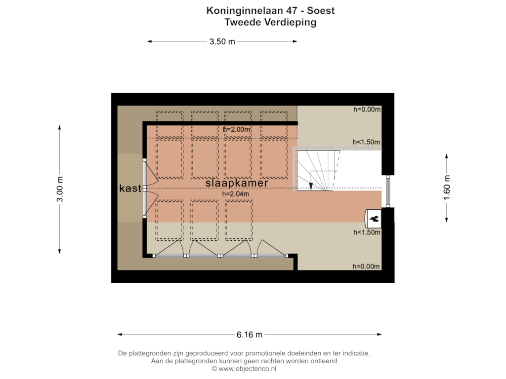 Bekijk plattegrond van TWEEDE VERDIEPING van Koninginnelaan 47