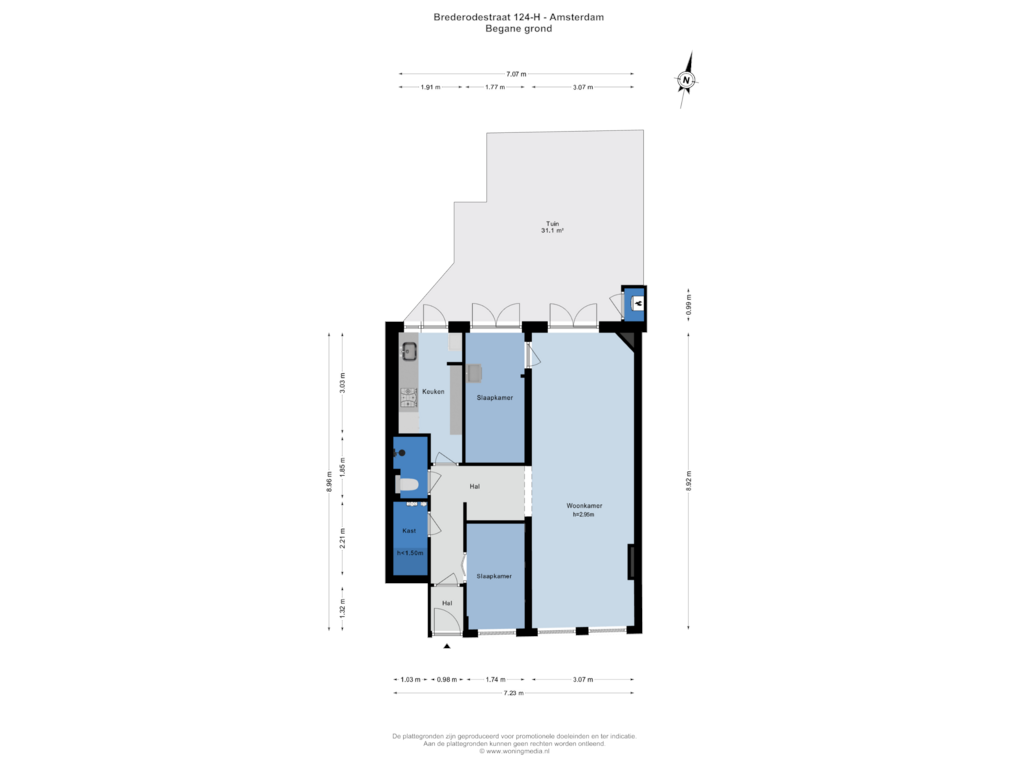 Bekijk plattegrond van Begane grond van Brederodestraat 124-H