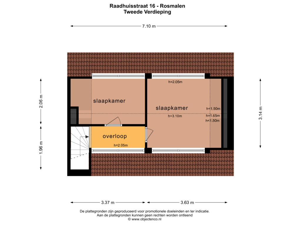 Bekijk plattegrond van Tweede Verdieping van Raadhuisstraat 16