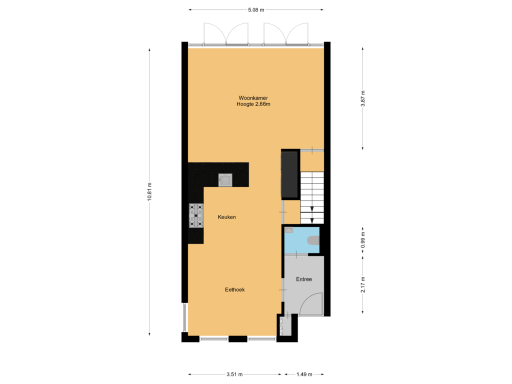 Bekijk plattegrond van Begane grond van Thamerlaan 15