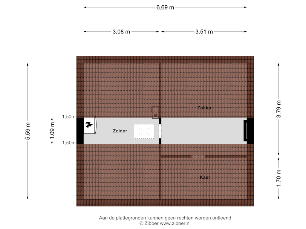 View floorplan of Zolder of Wethouder Tra Plein 13