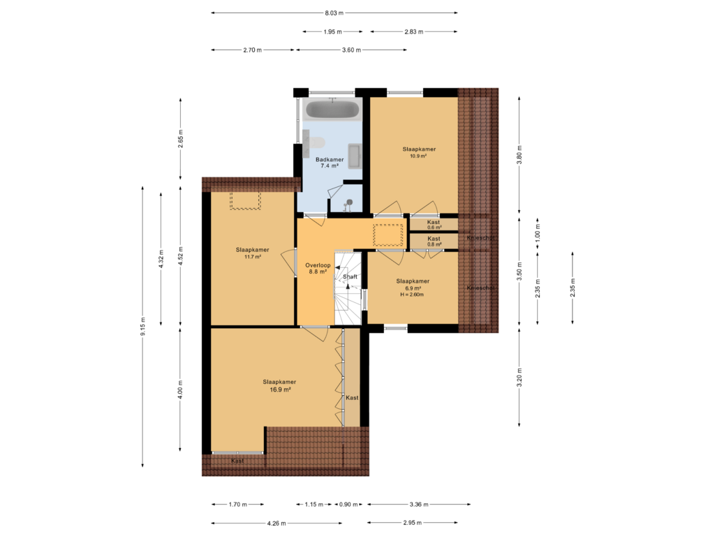 View floorplan of 1e verdieping of D Wiersmastrjitte 3