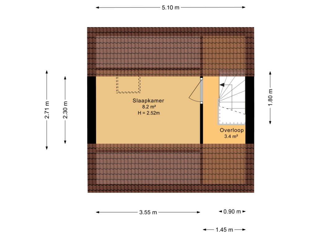 View floorplan of 2e verdieping of D Wiersmastrjitte 3