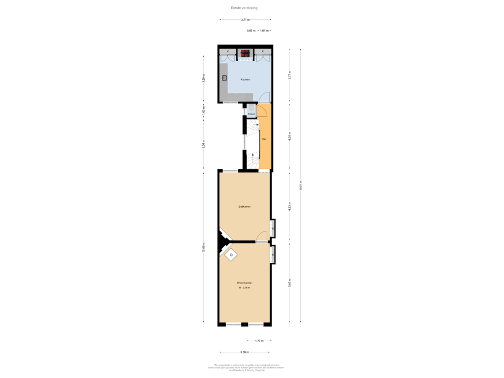 Bekijk plattegrond van Eerste verdieping van Utrechtsestraat 127-B