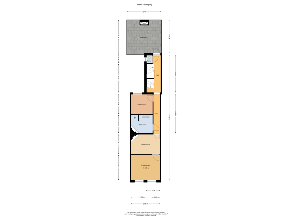 Bekijk plattegrond van Tweede verdieping van Utrechtsestraat 127-B