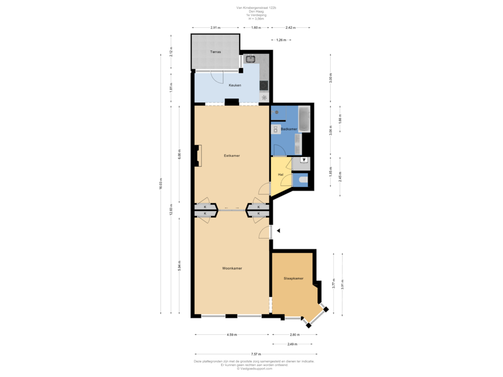 Bekijk plattegrond van Appartement van Van Kinsbergenstraat 122-B