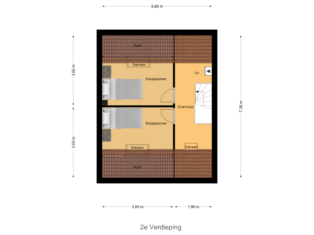 Bekijk plattegrond van 2e Verdieping van Trix Terwindtstraat 31