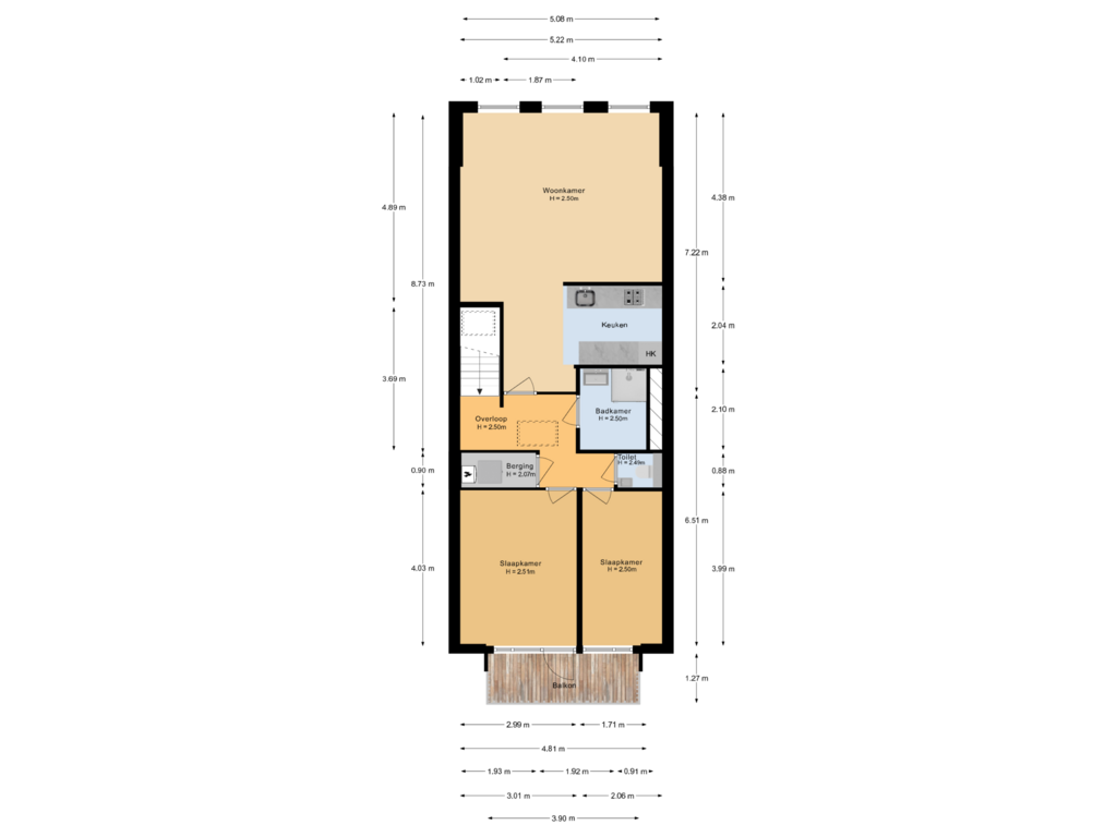 View floorplan of 1e verdieping of Westerkade 23-B