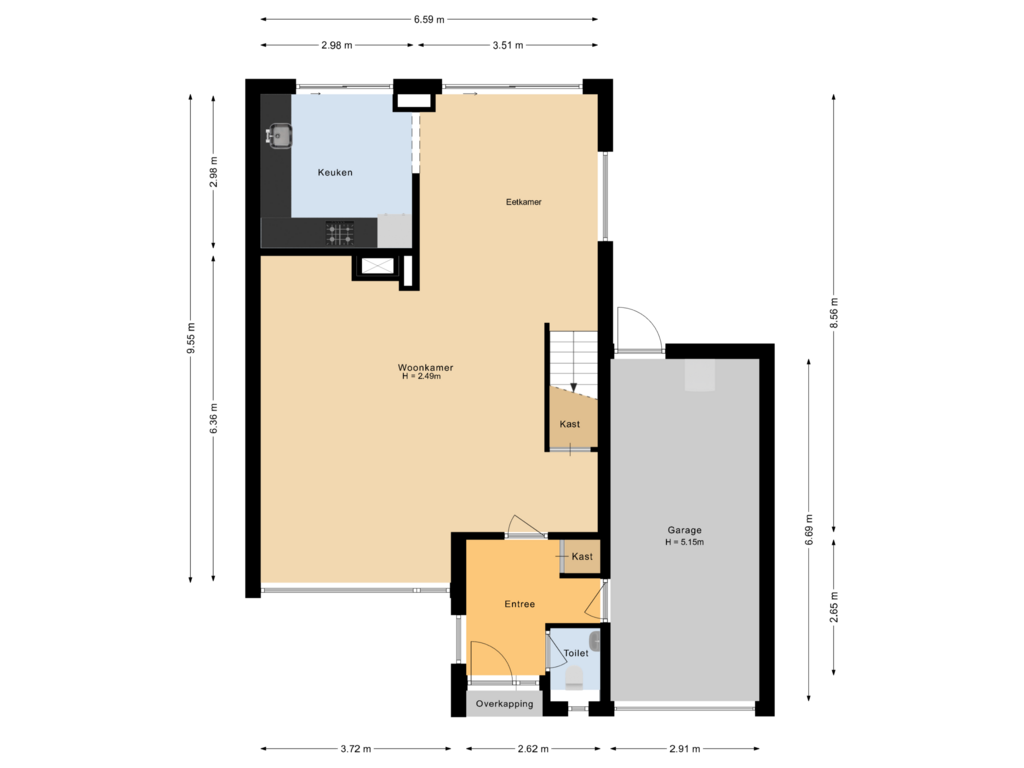 Bekijk plattegrond van Begane grond van Mastmeen 22