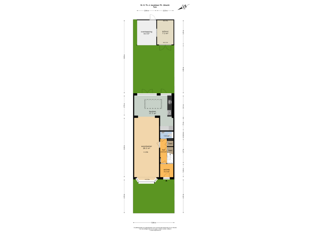 Bekijk plattegrond van Tuin van Dr. H. Th. s' Jacoblaan 78