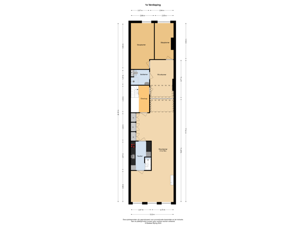 View floorplan of 1e Verdieping of Nieuwe Gracht 68-C