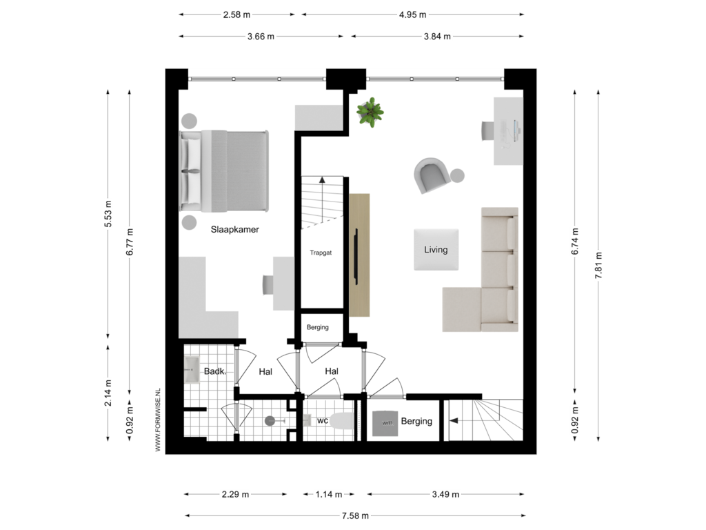 View floorplan of 1e VERDIEPING of Filips van Almondestraat 15-E