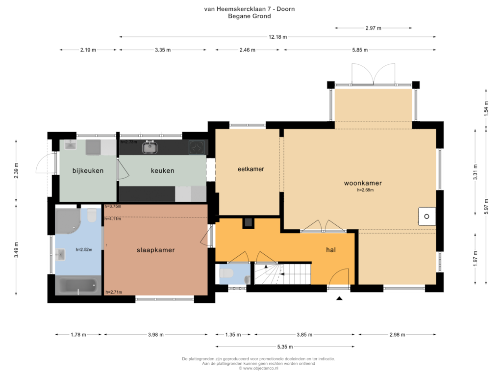 Bekijk plattegrond van BEGANE GROND van van Heemskercklaan 7