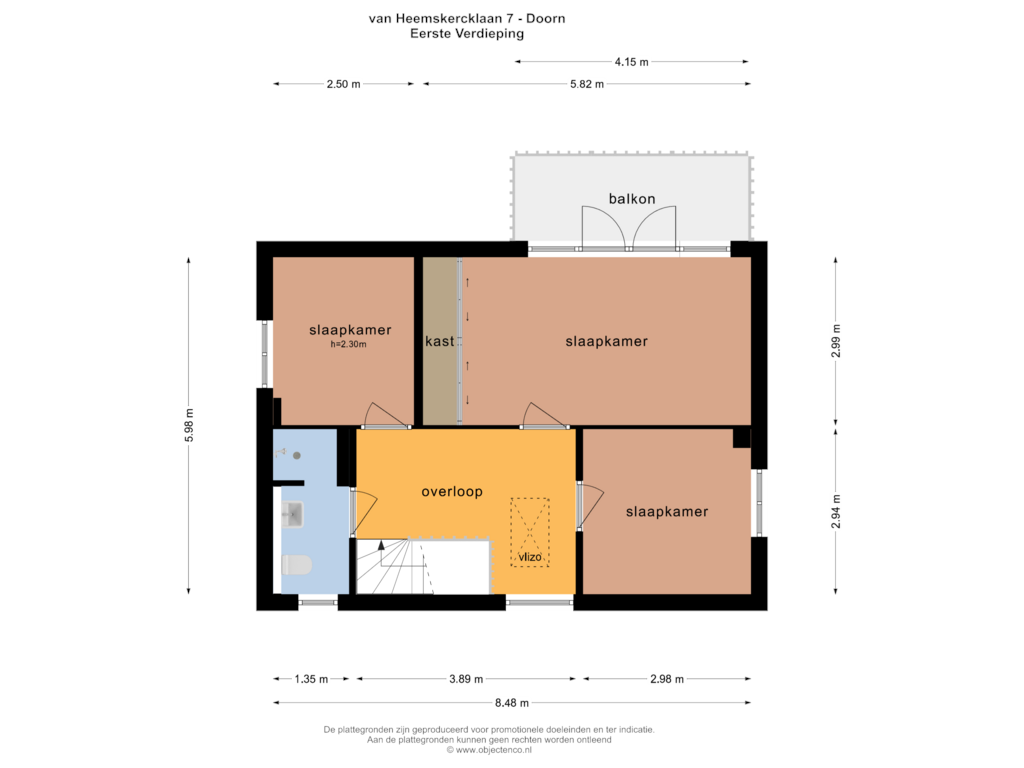 Bekijk plattegrond van EERSTE VERDIEPING van van Heemskercklaan 7