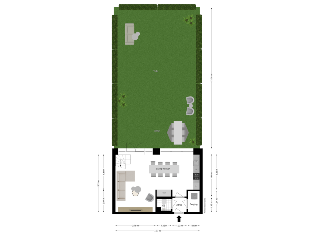 View floorplan of BEGANE GROND of Filips van Almondestraat 15-K