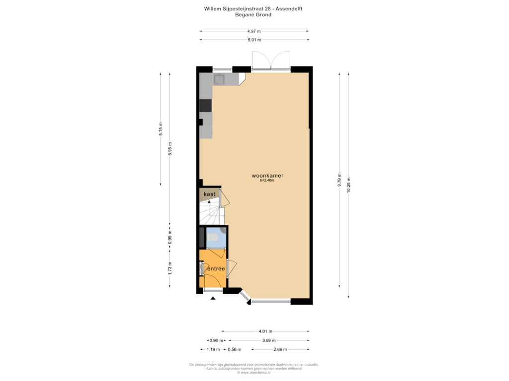 Bekijk plattegrond van BEGANE GROND van Willem Sijpesteijnstraat 28