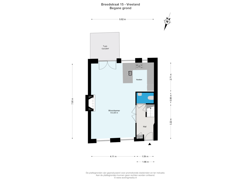 Bekijk plattegrond van Begane grond van Breedstraat 15