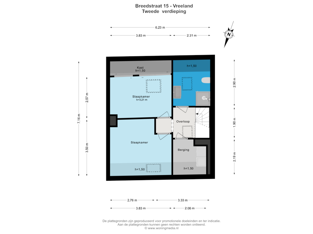 Bekijk plattegrond van Tweede verdieping van Breedstraat 15